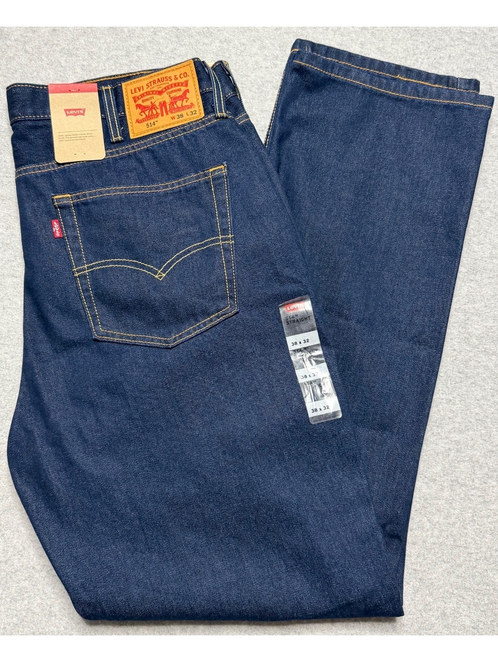 Levi’s 514 Straight Jeans Men’s 38×32 Dark Indigo Denim NWT